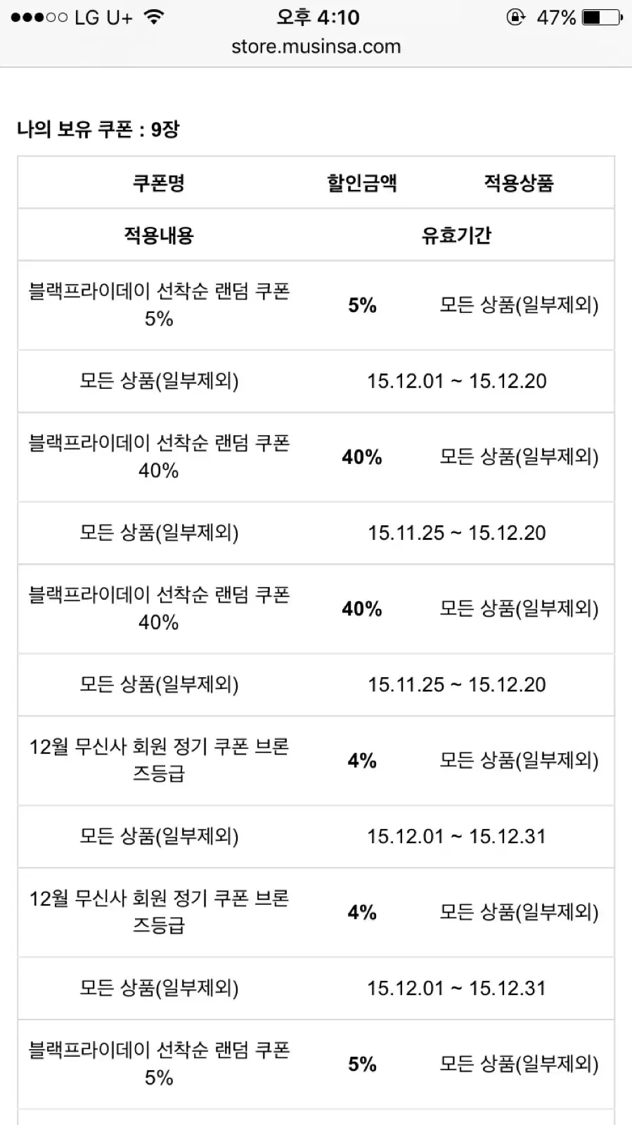 무신사 40프로 쿠폰 팝니다